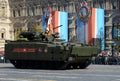 Infantry fighting vehicle BMP on medium tracked platform `kurganets-25` for the parade rehearsal in Moscow. Royalty Free Stock Photo