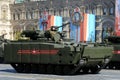 Infantry fighting vehicle BMP on medium tracked platform `kurganets-25` for the parade rehearsal in Moscow. Royalty Free Stock Photo