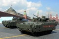 Infantry fighting vehicle `Kurganets-25` at the dress rehearsal of the parade on red square in honor of Victory Day Royalty Free Stock Photo