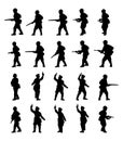 Infantry. Soldiers silhouettes set