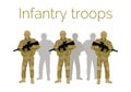 Infantry Troops Soldiers with Weapon. Vector