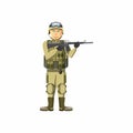 Infantryman with weapons icon, cartoon style