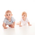 Infants crawling race Royalty Free Stock Photo