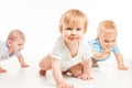 Infants crawling race Royalty Free Stock Photo