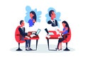 Infatuated business couple sitting office workplace thinking about each other dream working process concept cartoon