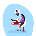 Infatuated businesswoman sitting office workplace thinking man dream working process concept cartoon character isolated