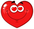 Infatuated Red Heart Cartoon Emoji Face Character With Hearts Eyes.