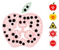 Infected Apple Polygonal Mesh Pictogram with Pathogen Nodes