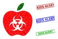 Infected Apple Triangle Icon and Scratched AIDS Alert Simple Watermarks