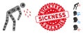 Infected Collage Coronavirus Sickness Icon with Distress Round Sickness Stamp