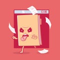 Infected computer folder character vector illustration.