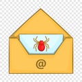 Infected email icon, cartoon style