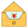 Infected email icon, cartoon style