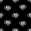 Infected Heart Black and White Motif Seamless Pattern Royalty Free Stock Photo