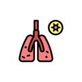 Infected lungs, coronavirus icon. Simple color with outline vector elements of viral pandemic icons for ui and ux, website or