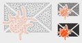 Infected Mail Vector Mesh Network Model and Triangle Mosaic Icon