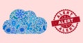 Flu Mosaic Cloud Icon with Distress Alert Stamp