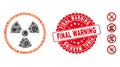 Infected Mosaic Radiation Danger Icon with Grunge Round Final Warning Seal