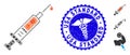 Infected Collage Vaccination Icon with Medicine Distress USA Standard Seal