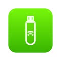 Infected USB flash drive icon digital green