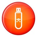 Infected USB flash drive icon, flat style Royalty Free Stock Photo