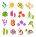 Infection bacteria and pandemic virus vector biology icons. Vector flat bacteria microbe iluustration. Micro organism Royalty Free Stock Photo