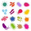 Infection bacteria and pandemic virus vector biology icons