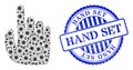Distress Hand Set Stamp Seal and Infection Index Finger Collage Icon