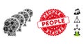 Infection Collage People Icon with Grunge Round People Stamp