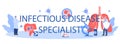 Infection disease specialist typographic header. Infectionist treating