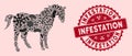 Viral Mosaic Horse Icon with Textured Infestation Seal Royalty Free Stock Photo