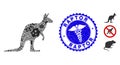Fever Mosaic Kangaroo Icon with Medic Grunge Raptor Stamp