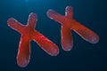 Infection of XX-Chromosomes DNA, virus or infection penetrates the body. Female chromosomes. Chromosomes with DNA