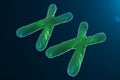 Infection of XX-Chromosomes DNA, virus or infection penetrates the body. Female chromosomes. Chromosomes with DNA