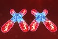 Infection of XX-Chromosomes DNA, virus or infection penetrates the body. Female chromosomes. Chromosomes with DNA