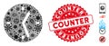 Contagion Collage Clock Icon with Grunge Round Counter Stamp