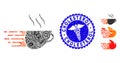 Infectious Collage Express Coffee Icon with Caduceus Textured Cholesterol Stamp