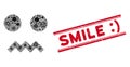 Infectious Collage Fright Smiley Icon and Distress Smile Smile Stamp with Lines