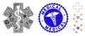 Flu Collage Medical Icon with Caduceus Textured Medical Stamp