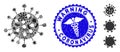 Infectious Collage SARS Virus Icon with Caduceus Distress Warning Coronavirus Seal