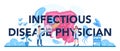 Infectious disease physician typographic header. Infectionist treating