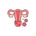 Infectious diseases uterus color line icon. Gynecology problem