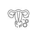 Infectious diseases uterus color line icon. Gynecology problem