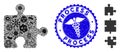 Infectious Mosaic Puzzle Plugin Icon with Clinic Textured Process Stamp Royalty Free Stock Photo