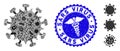 Infection Collage SARS Virus Icon with Medical Textured Sars Virus Seal