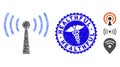 Infectious Mosaic Wi-Fi Station Icon with Serpents Scratched Healthful Seal