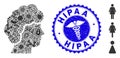 Viral Mosaic Woman Profile Icon with Medic Distress Hipaa Seal