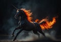 Infernal Gallop: Regal Black Unicorn of Flame