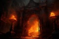 Infernal passage: a fiery gate to hell, Generative AI