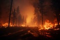 Inferno engulfs the woods, a relentless and destructive forest fire Royalty Free Stock Photo